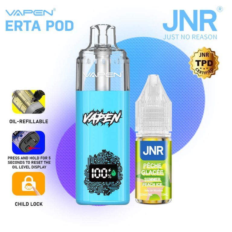VAPEN eRTA Replaceable Vape Pod TPD France Ban Free Refilled 10ml 28000 Puff Electronic e Cigarette Long-lasting Smart Display JNR Falcon Plus Vaper (1)