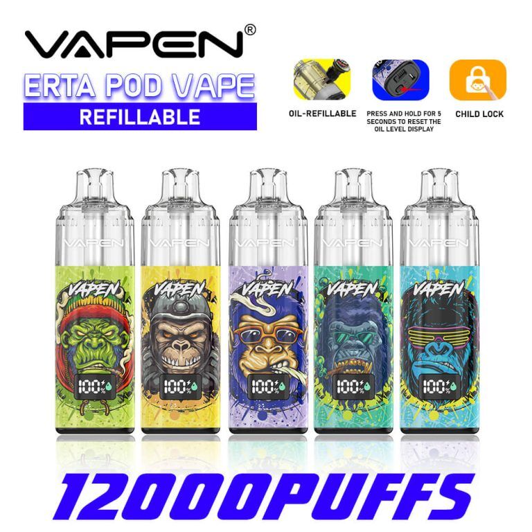 VAPEN eRTA Replaceable Vape Pod TPD France Ban Free Refilled 10ml 28000 Puff Electronic e Cigarette Long-lasting Smart Display JNR Falcon Plus Vaper (6)