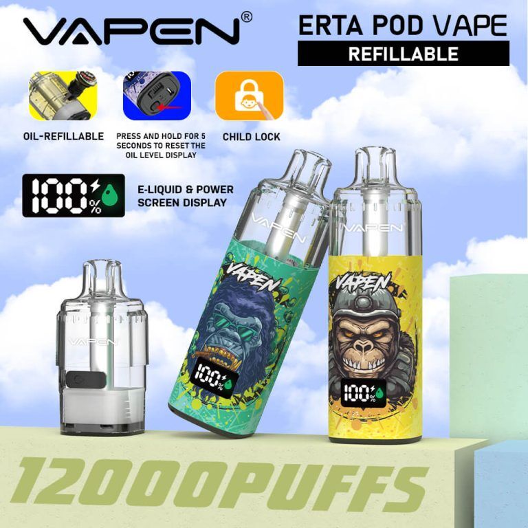 VAPEN eRTA Replaceable Vape Pod TPD France Ban Free Refilled 10ml 28000 Puff Electronic e Cigarette Long-lasting Smart Display JNR Falcon Plus Vaper (7)