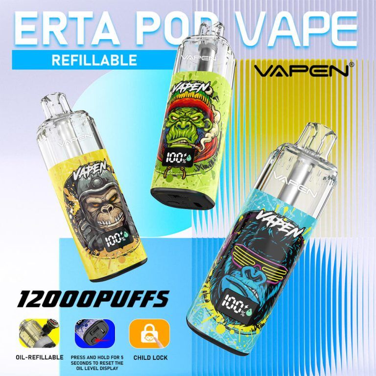 VAPEN eRTA Replaceable Vape Pod TPD France Ban Free Refilled 10ml 28000 Puff Electronic e Cigarette Long-lasting Smart Display JNR Falcon Plus Vaper (8)