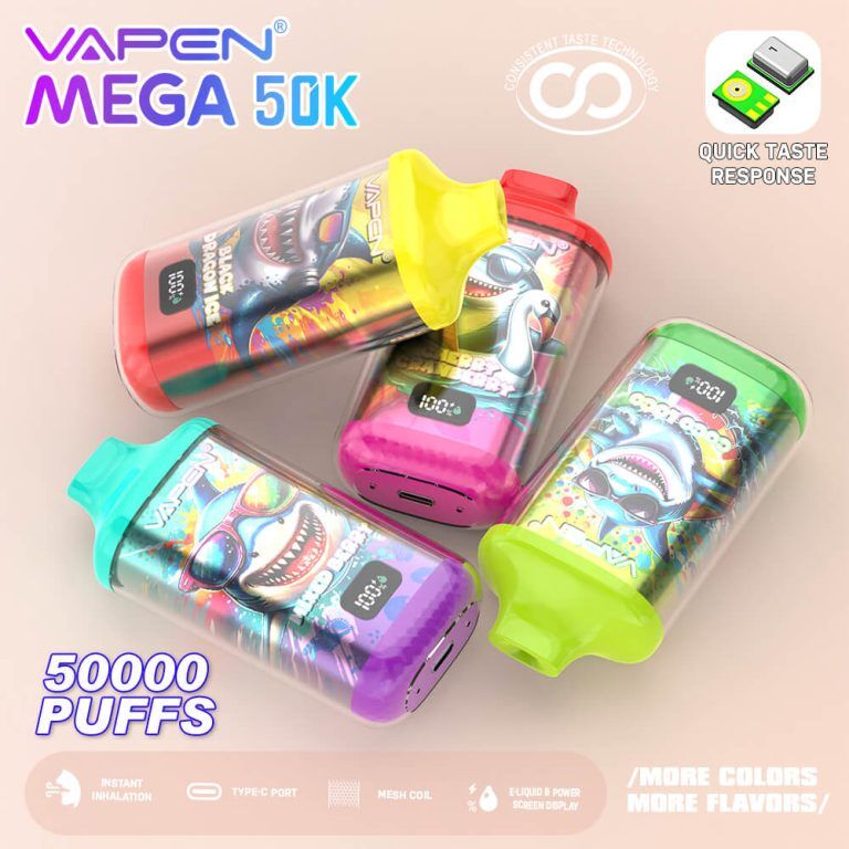 VAPEN MEGA 50K Puff Disposable Vape Pen 50000 60K 70K Puffs Vaper and Big Puffs Bar JNR Falcon X Plus Wholesale I Vape Elf Electronic Cigarette Bars EU Warehouse Fast Shipping (7)