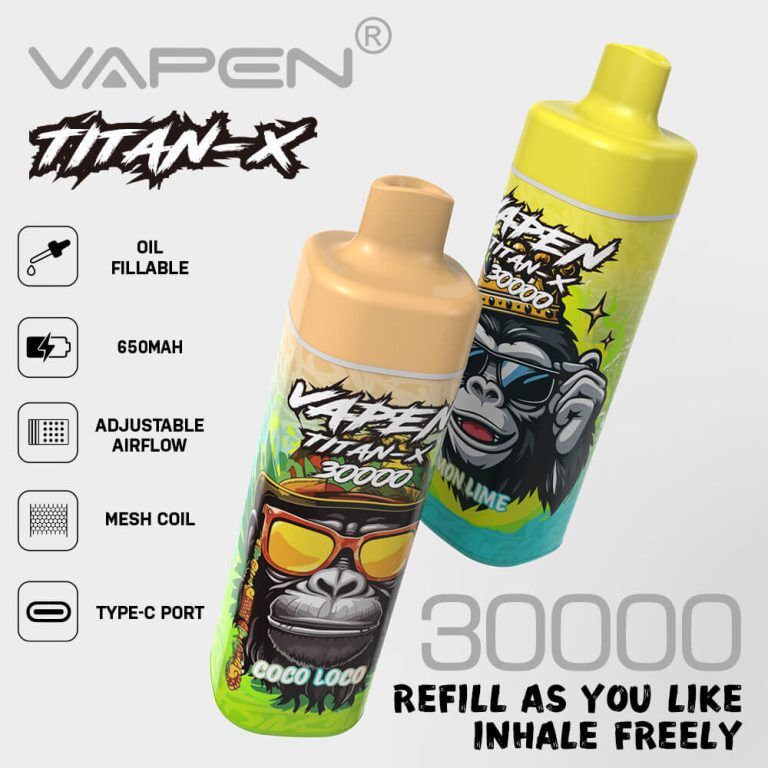 VAPEN TITAN X 30K Puff Disposable Vape 30000 Puffs 40000 50000 60000 Vaper Stargbar Vapsolo Razzbar 15000 Happ Bar 40K 50K 60K EU Warehouse (4)