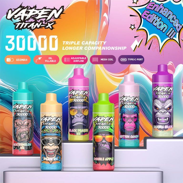 VAPEN TITAN X 30K Puff Disposable Vape 30000 Puffs 40000 50000 60000 Vaper Stargbar Vapsolo Razzbar 15000 Happ Bar 40K 50K 60K EU Warehouse (8)