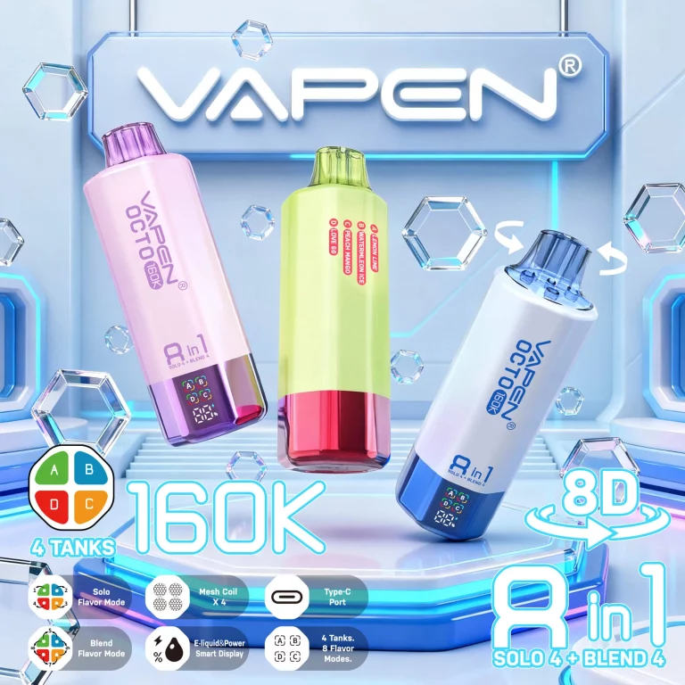 vapen-octo-160k-8in1-4-tank-8-flavor-modes-mesh-coil-160000-puffs-disposable-vape