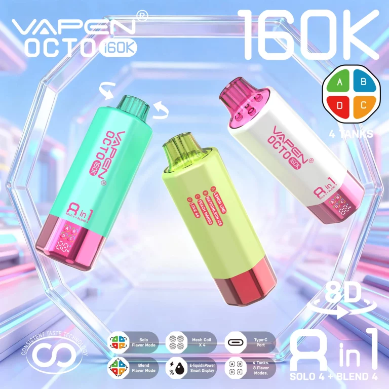 vapen-octo-160k-puffs-8in1-4-tank-8-flavor-modes-160000-puffs-disposable-vape